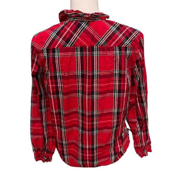 J.Crew Cottage top in plaid cotton poplin in deep ruby 4 - Picture 2 of 5